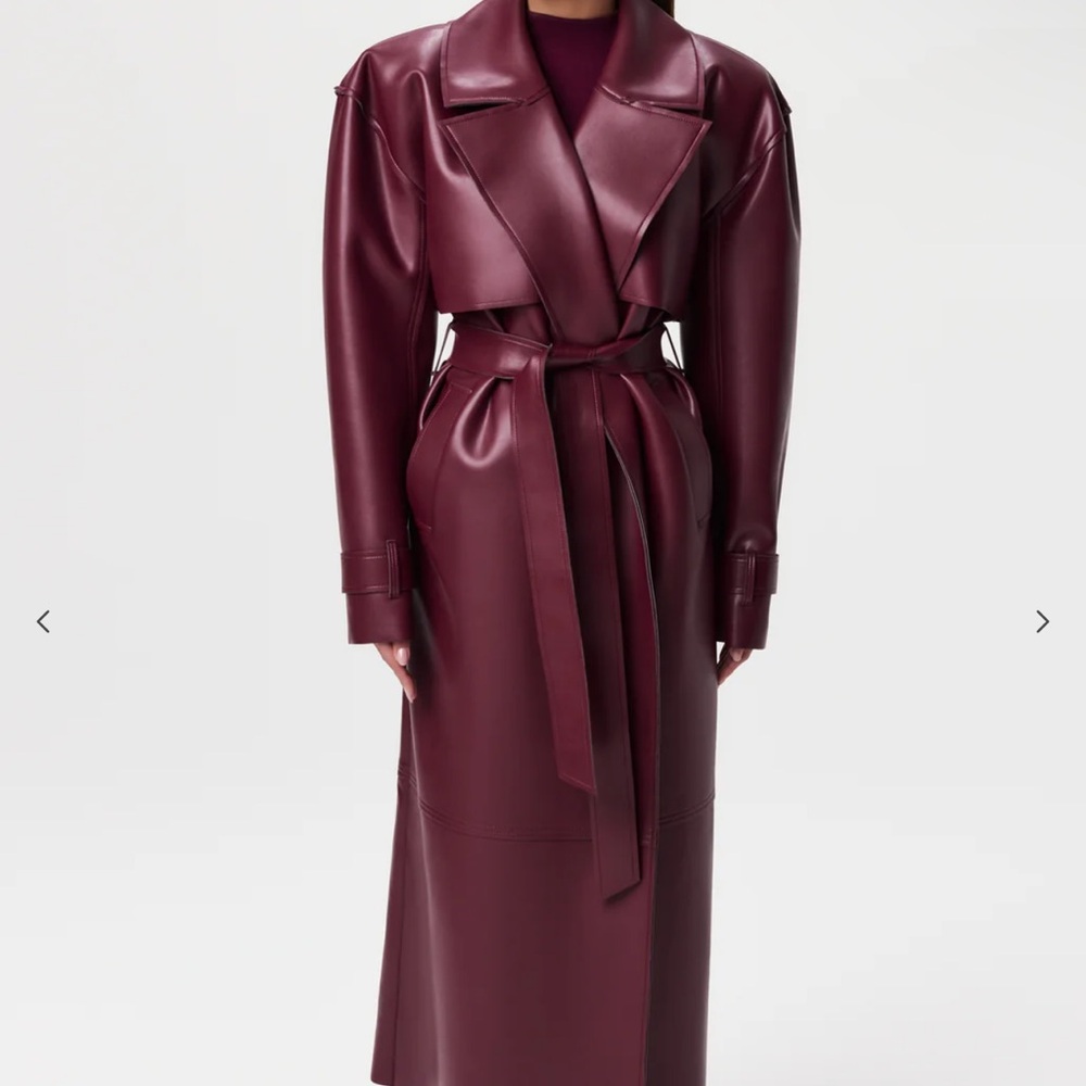 VEGAN LEATHER TRENCH COAT - Picture 2 of 4